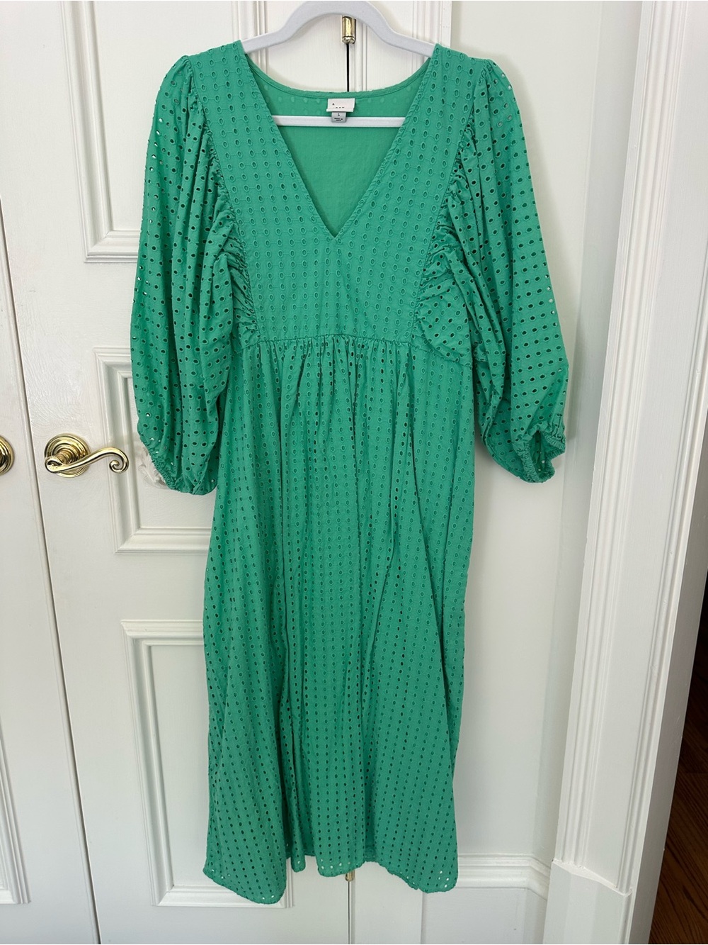 a new day Emerald Eyelet V-Neck Midi Dress
